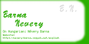 barna nevery business card